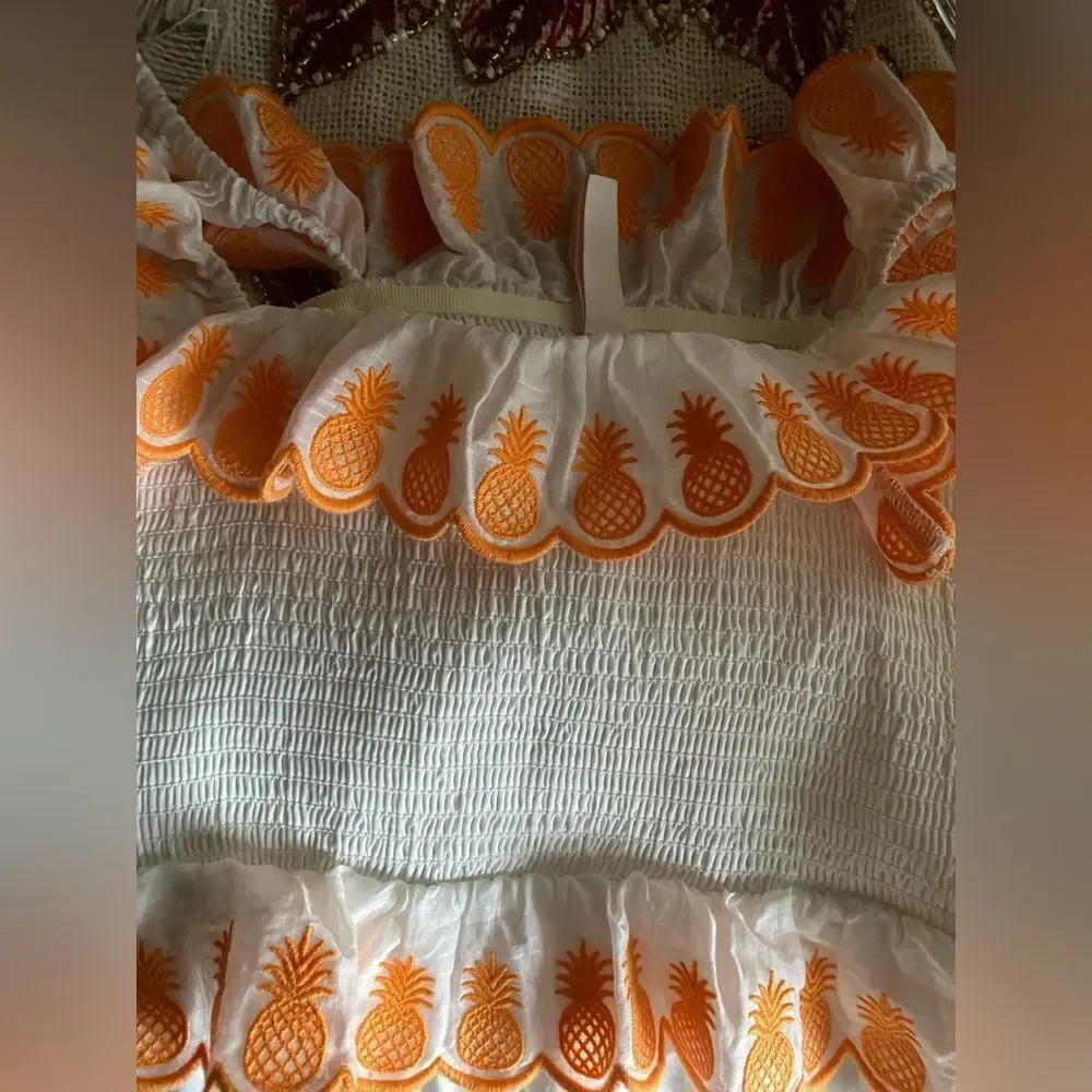 ZIMMERMANN KIDS Tropicana Embroidered Cotton Dress  White Sz 10 NWT